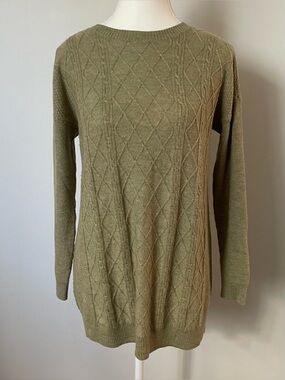Fat Face Wool and Cashmere Lightweight Cable Knit Sweater Light Green Size 4